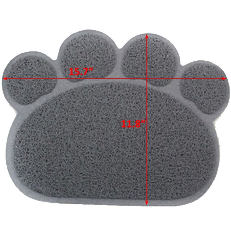 JOYJULY PVC Pet Dog Cat Puppy Kitten Dish Bowl Food Water Feeding Placemat, Non-Slip Cat Litter Mat Paw Shape, Grey Small - Image 5